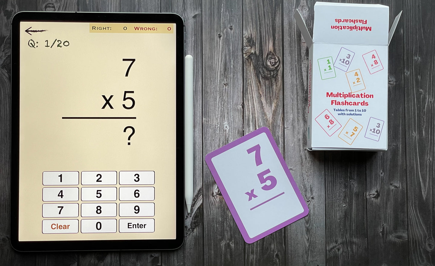 Maths Multiplication Flashcards – Tables from 1 to 10 with Solutions (Pack of 100)
